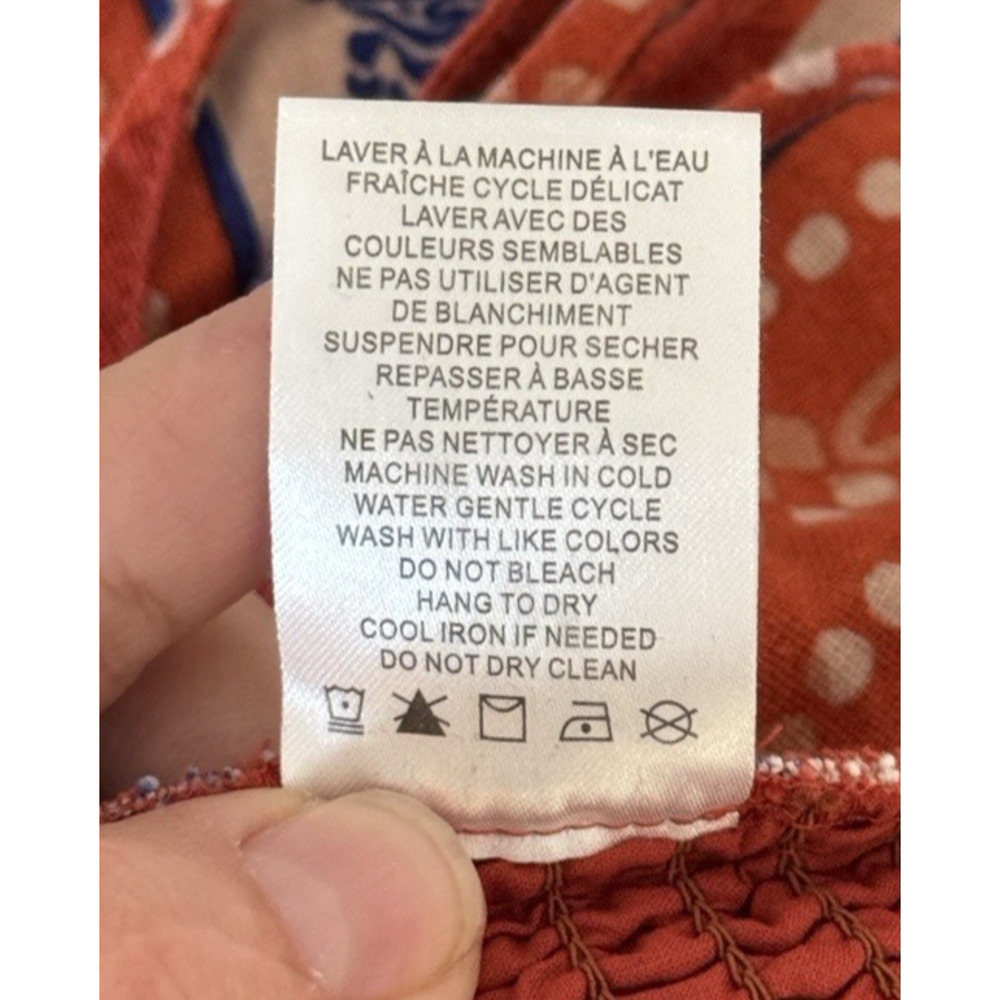 Caroline Constas Linen Blend Orange Blue Crop Top Tiger Print Medium - Picture 9 of 9